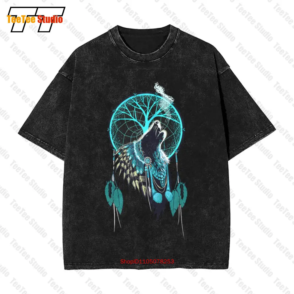 

Wolf Indian Shaman Vintage Oversized T-Shirt 20QT