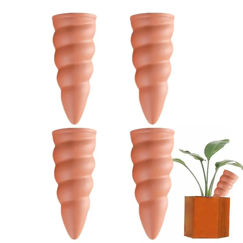 

Self-Watering Stakes 4PCS Plant Watering Devices Wine Bottle Watering Stakes Terracotta Vacation Plant Waterer For Indoor