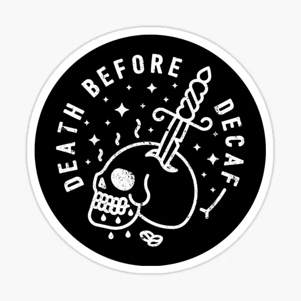 Death Before Decaf  5PCS Stickers for Car Luggage Living Room Home Art Wall Kid Anime Stickers Print Decorations Decor  Cartoon