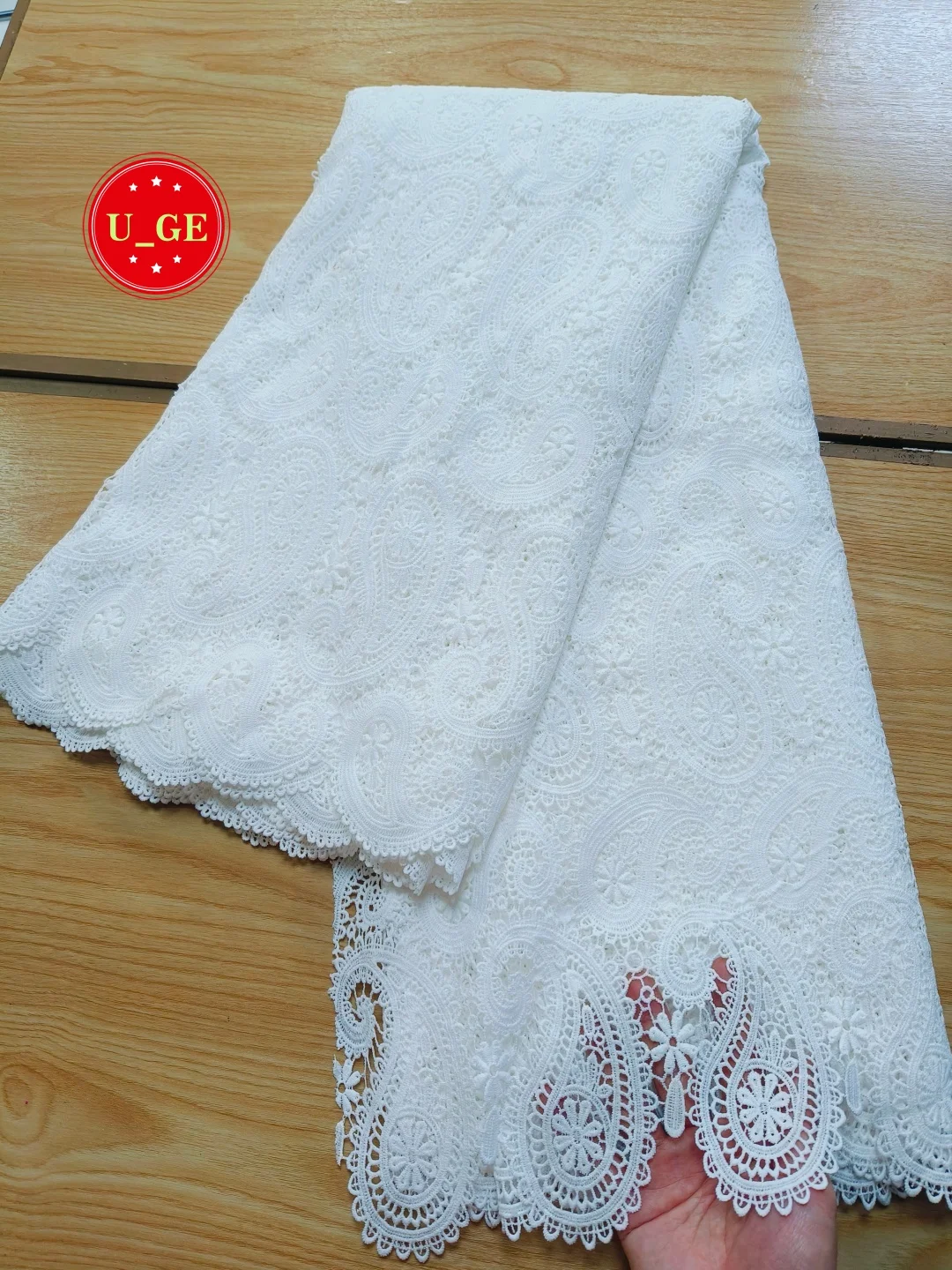 5yards Latest Skin Friendly Best Quality Delicate White Riche Guipure Cord Lace Fabric For Party Evening Dress U_GE5918