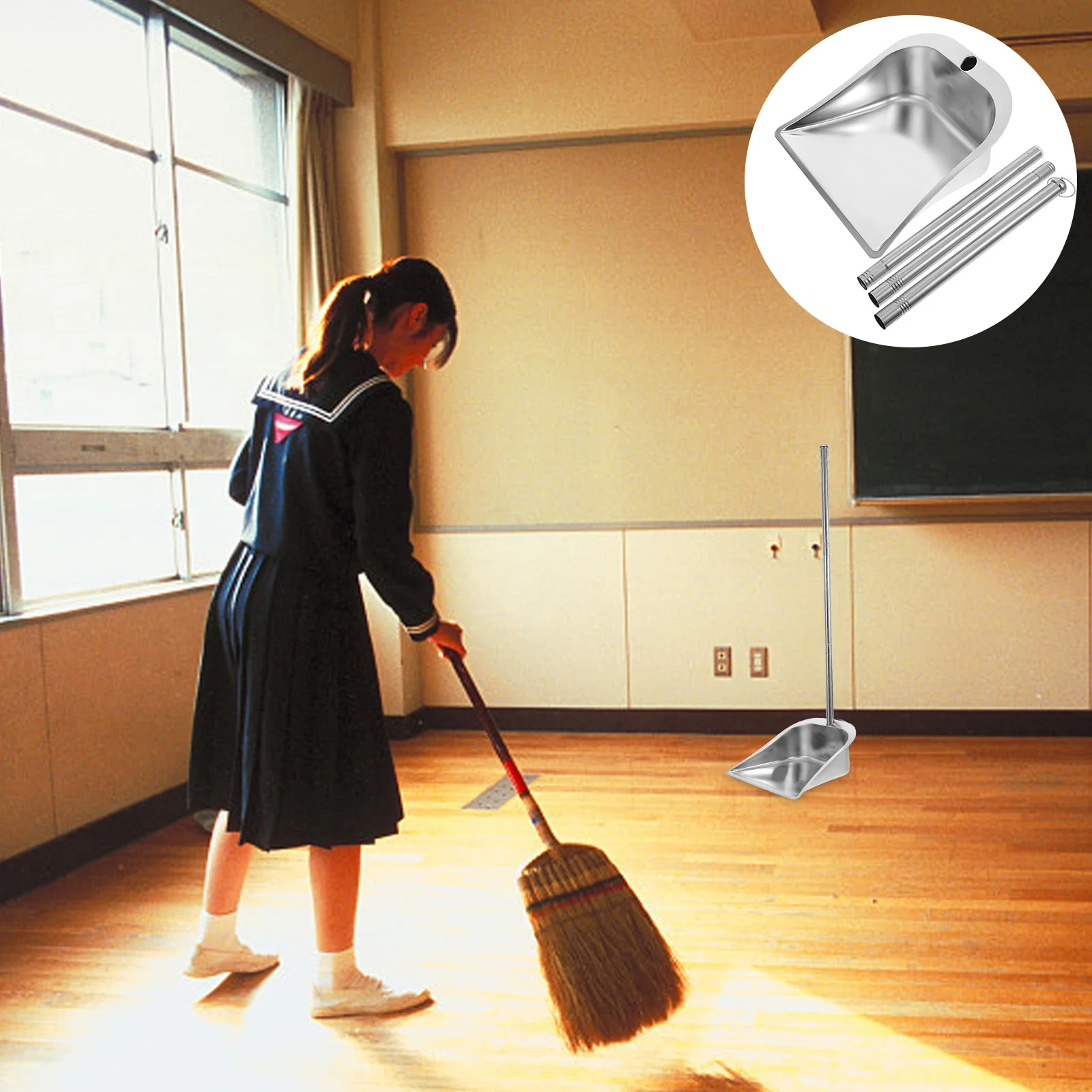 Dustpan Sanitary Bucket Stainless-Steel Metal Office Dustpans Window Blinds for Home