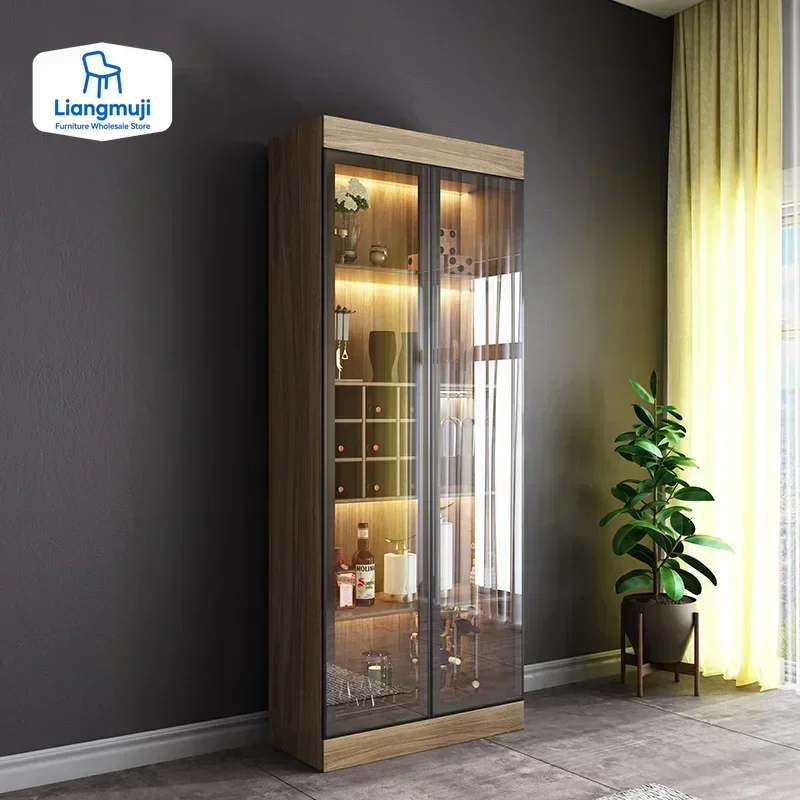 

Home Furniture Wine Bar Cabinet Wine Rack Modern Glass Display Furniture Solid Wood Wine Display display cabinet