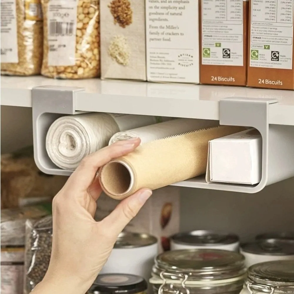 

Hanging Cabinet Cling Film Storage Box No Installation Space Saving Layered Storage Shelf Plastic Foil Storage Box Kitchen