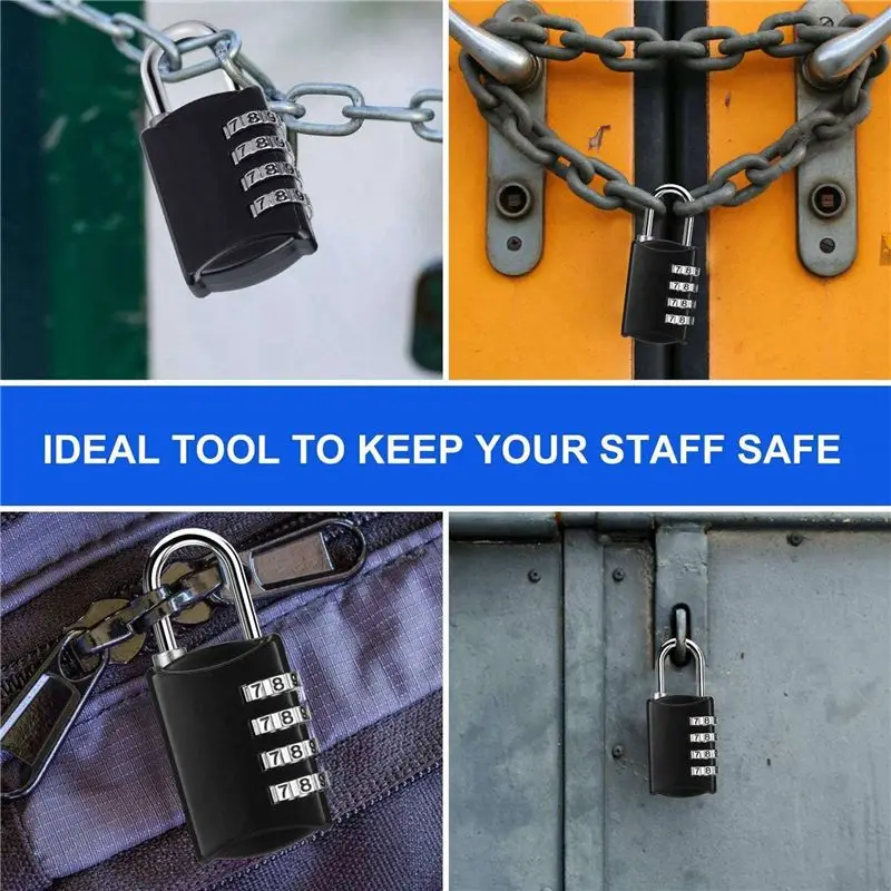 Combination-Padlock 4-Digit-Gym-Locker-Lock - 8 PCS Resettable Combo Lock For Toolbox School Employee Locker