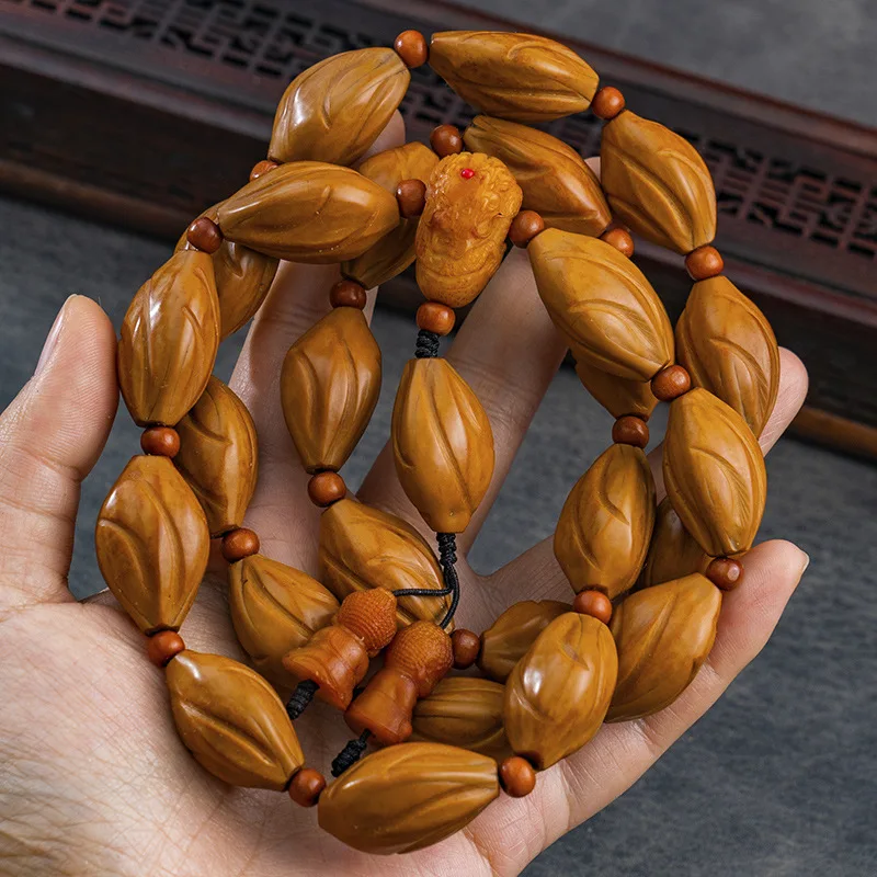 Olive Nut Carved Bracelet Faucet Tee Two-Color Beads Pendant Accessories Handheld Artsy Object in Stock