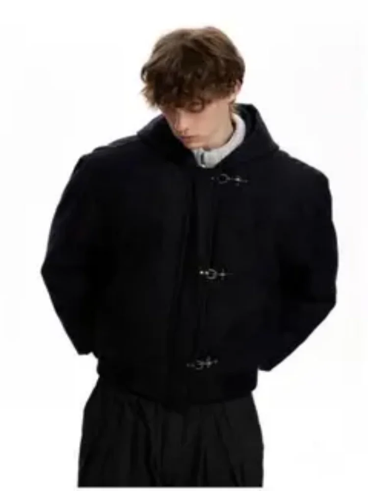 

Y2k American retro black airplane button stand collar jacket for men and women, Korean style fashion retro casual jacket