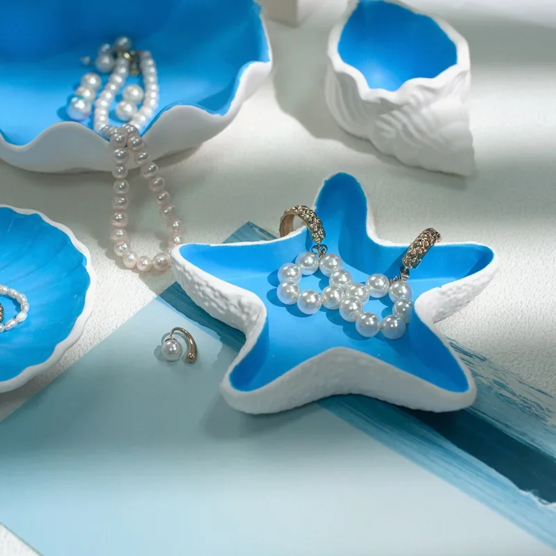 Conchas de estrellas de mar, conchas, modelos de yeso, fotos con adornos, adornos de almacenamiento para el hogar, accesorios, decoración de fondo