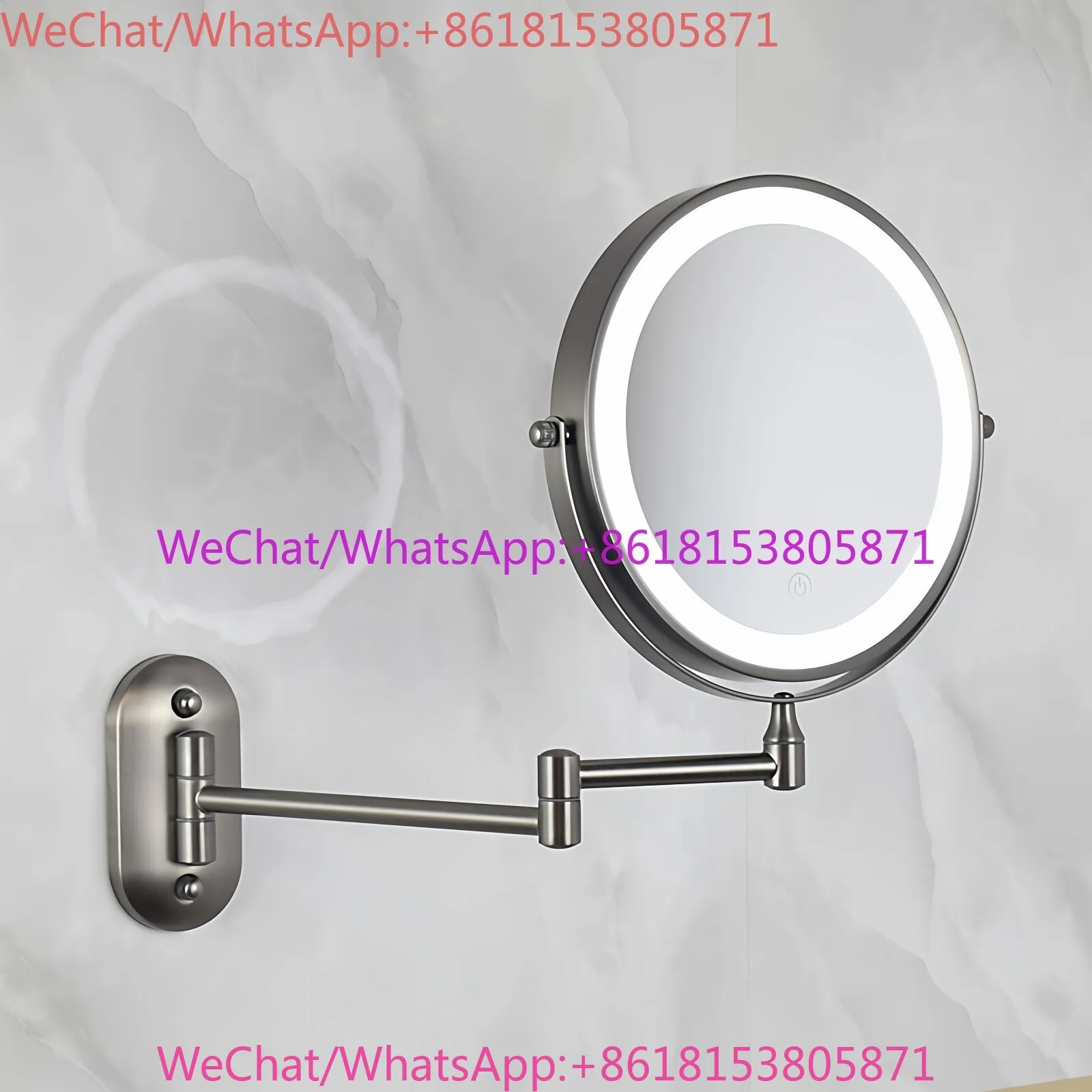 8-Inch Wall-Mounted Makeup Mirror LED Bathroom Mirror with Light, Large Double-Sided Folding