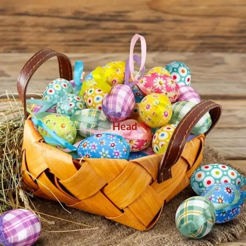 

Party Hunt Egg Decorations for Easter; Cute 8/24pcs Fabric Eggs with Ribbon for Kids & Home Decor- Free Postage