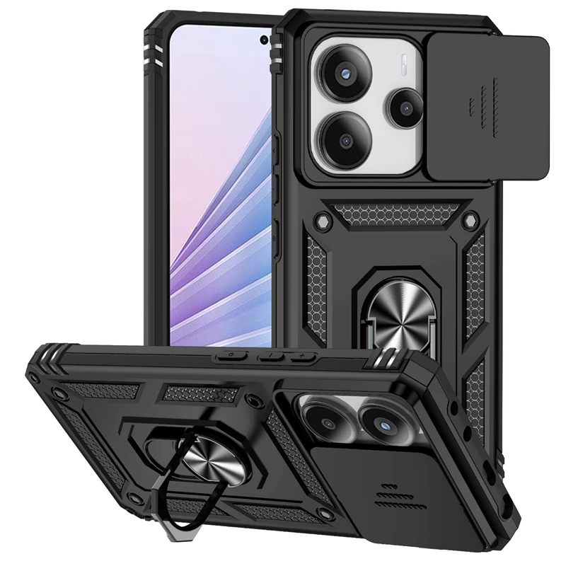 Full Cover For Xiaomi Redmi Note 14 4G Case Redmi Note 14 4G Push Window Magnetic Phone Holder Case For Redmi Note 14 4G Case