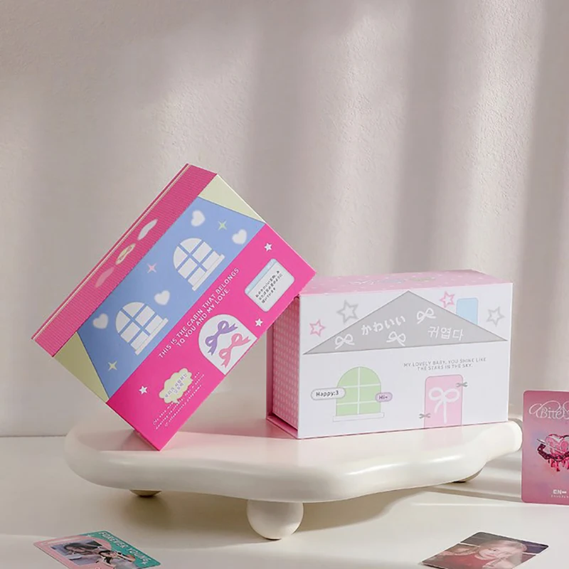 Kawaii 3 inch House Series Kpop Photocards Collect Box Small Cards Storage Box Classification Box Stationery Gifts