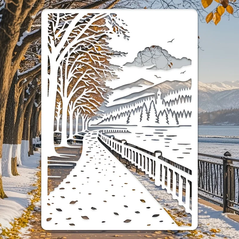 A4 29 *21cm   scenery DIY Stencils Wall Painting Scrapbook Coloring Embossing Album Decorative Paper Card Template,wall