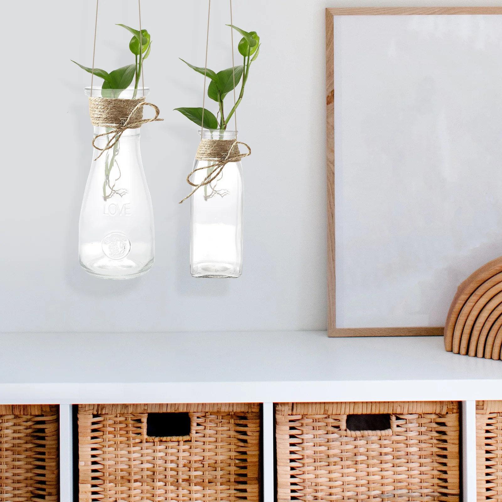 

2Sets Glass Hydroponic Hanging Plant Bottles Durable Glass Vase Flower Arrangement Home Furnishing Flower Arrangement Vase