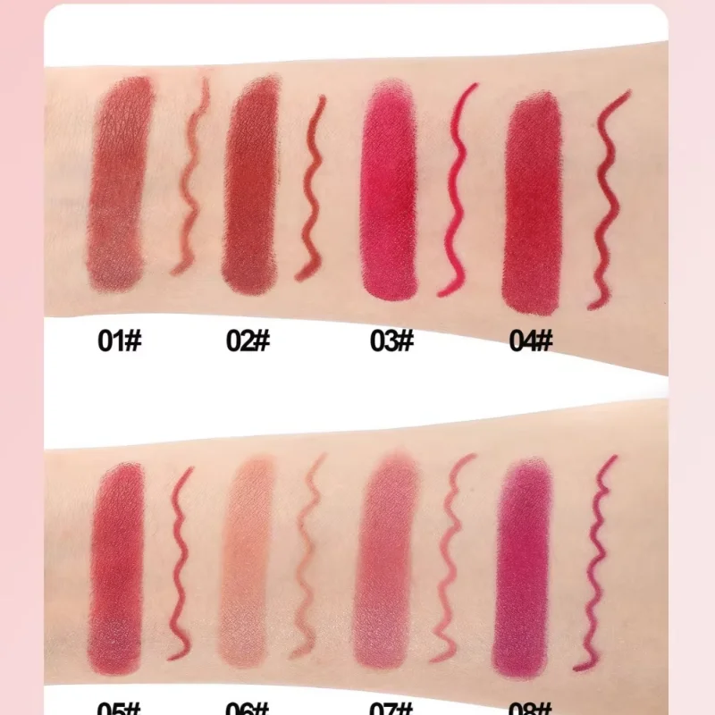 2 In 1 Lipstick Lip Liner Pencil Make-up Women Waterproof Long Lasting Cosmetic Korean Makeup Matte Lip Gloss Tint Stain