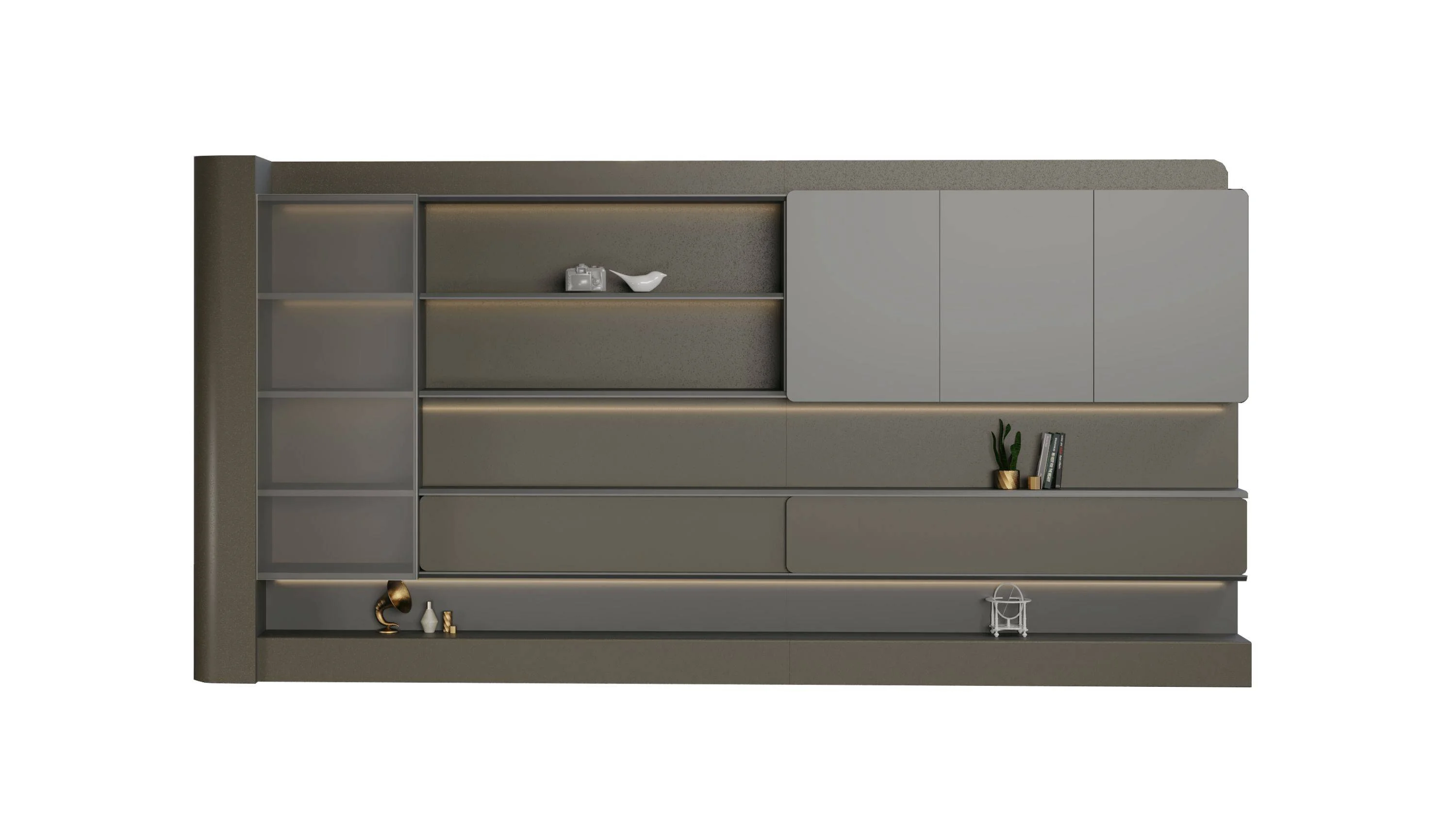 #Modern Design Solid Wood Bookcase File Cabinet Durable Office Furniture with LED Swing Storage for Desks