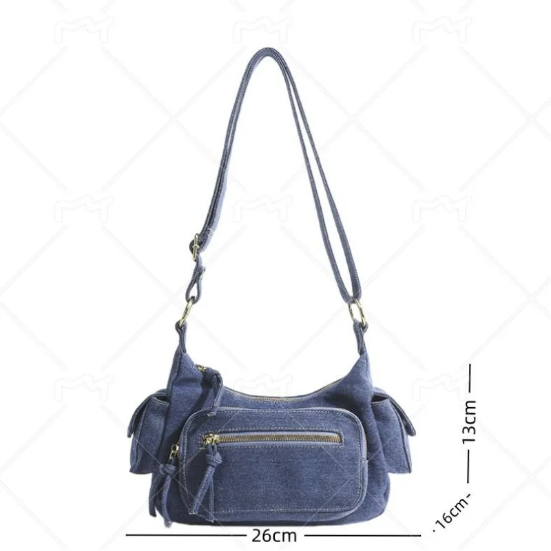 Jamhoo Multi-Pocket Shoulder Bags For Women High Quality Denim Casual Crossbody Bag 2024 New Versatile Tote Bag Bolsa Handbag