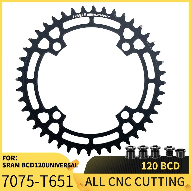 PASS QUEST 120BCD Bicycle Chainring 4-Bolt Narrow Wide Tooth Chainring Road Bike Crankset for 120BCD UNIVERSAL 4 Bolt Crank