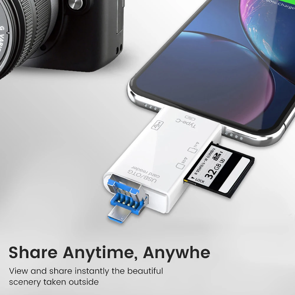 6 In 1 多機能カードリーダーコンピュータモバイル OTG コンバータ TF SD 変換 USB タイプ C マイクロ USB 高速転送アダプタ