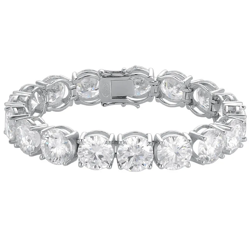 

Butterflykiss 10mm D Color Big Moissanite Tennis Bracelet For Women Men 100% S925 Sterling Silver Hand Chain Plated 18K Bracelet