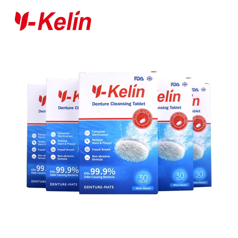 Y-Kelin Denture Cleansing Tablets 150 Tabs+Denture Box+Denture Brush Tooth FalseSoaking And Cleaning Prosthesis