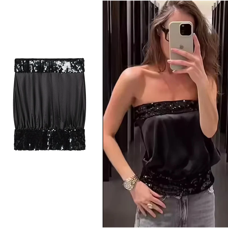

Women's 2026 Summer New Blouses Tops Fashion Tube Top Elegant Women's Party Tank Tops Chic Youth Holiday Street Blouse