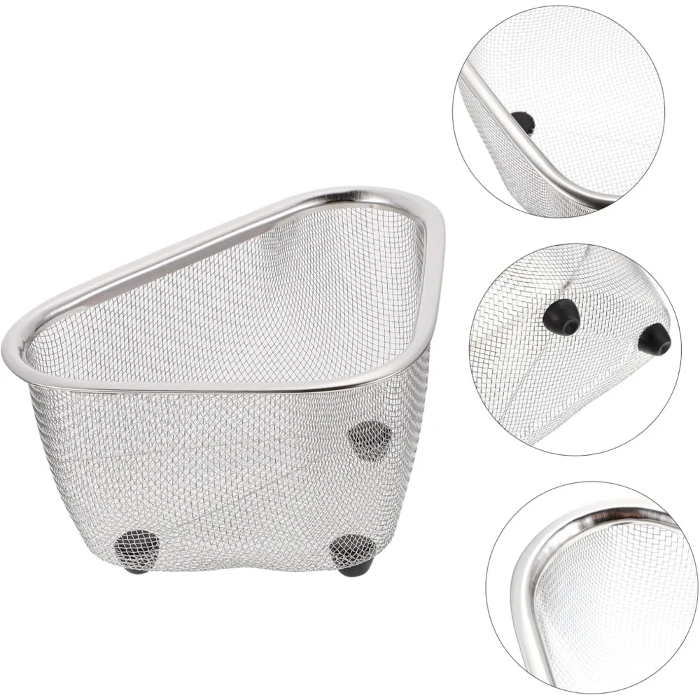Escurridor de pia triangular, cesta de canto, malha, suporte de armazenamento para cozinha, rack de drenagem para lavar frutas e legumes