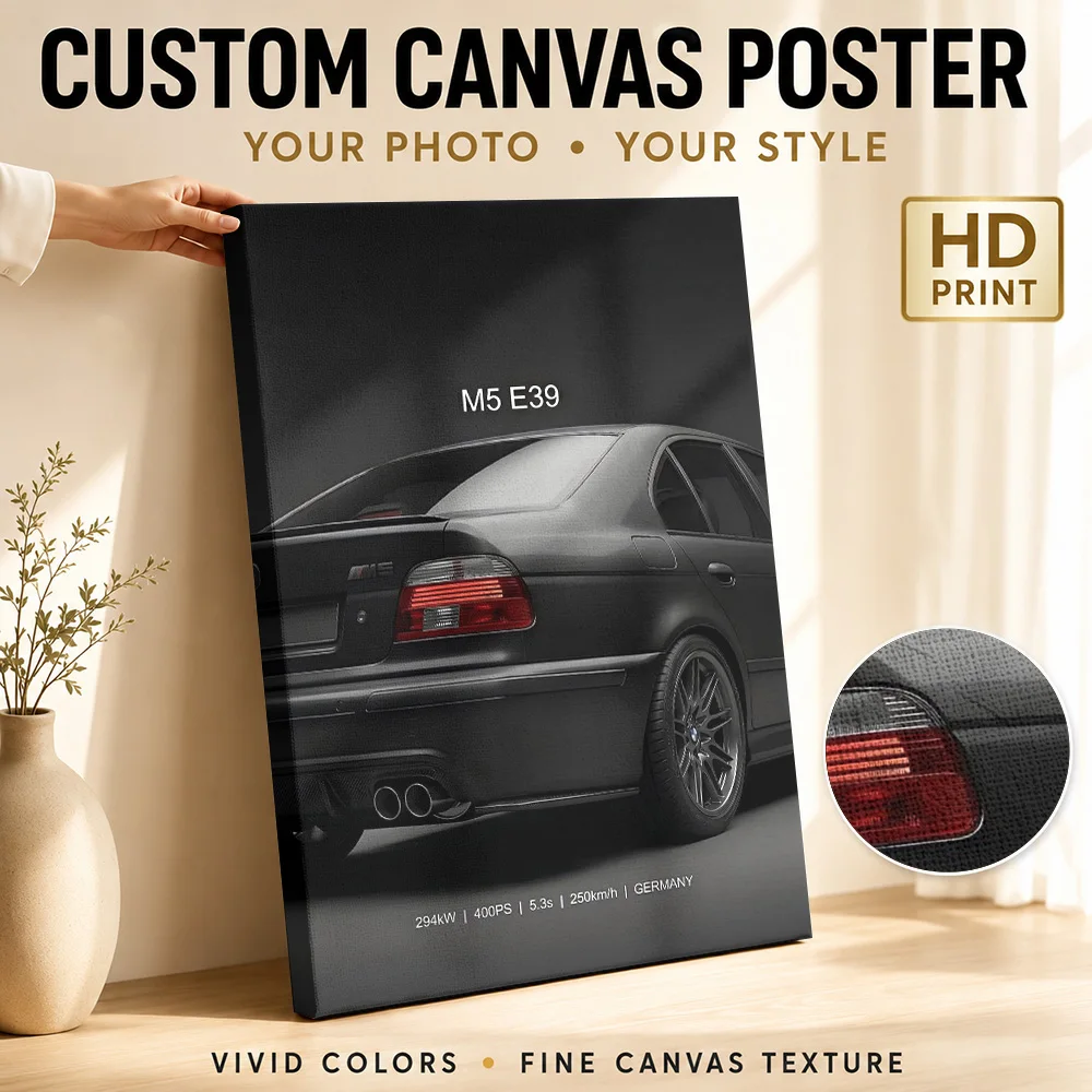 Close up sleekSports M5 E39 black Rear View Canvas Painting Poster Customized Photo Modern Aesthetic Wall Art for Office Decor