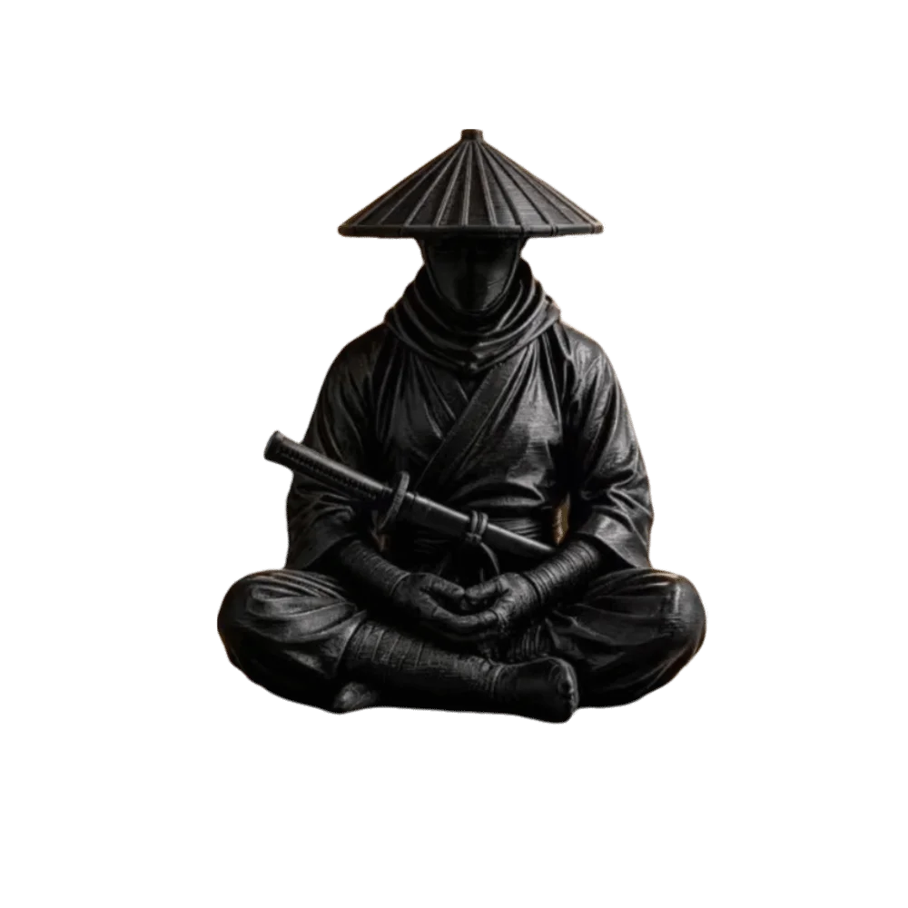 Funny Sitting Pose Ninja Ornaments Dark Style 3D Printed Zen Statue Home Decor Warrior Figurine Home