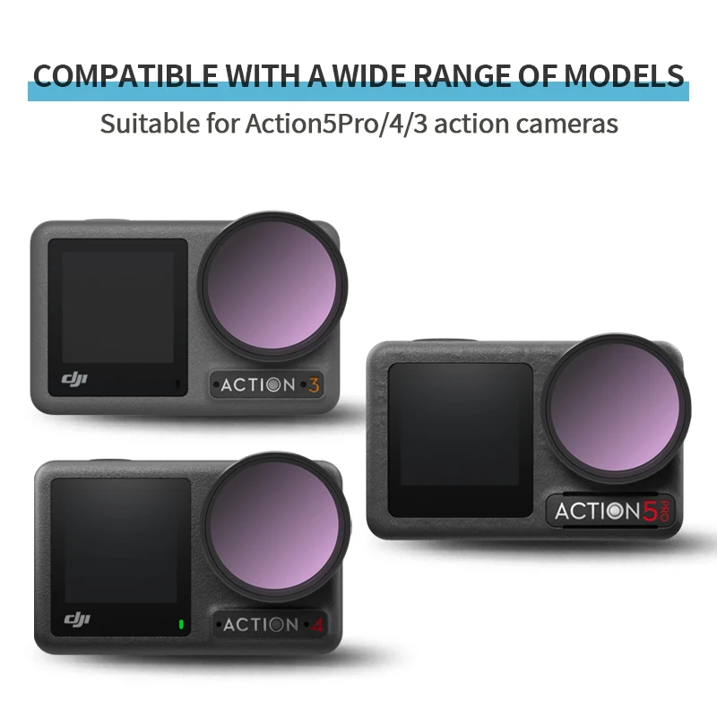 مناسبة لكاميرا DJI Lingmou Action5 Pro/4/3 مرشح الحركة للحماية من الأشعة فوق البنفسجية CPL المستقطب ND يعتم التركيب السريع