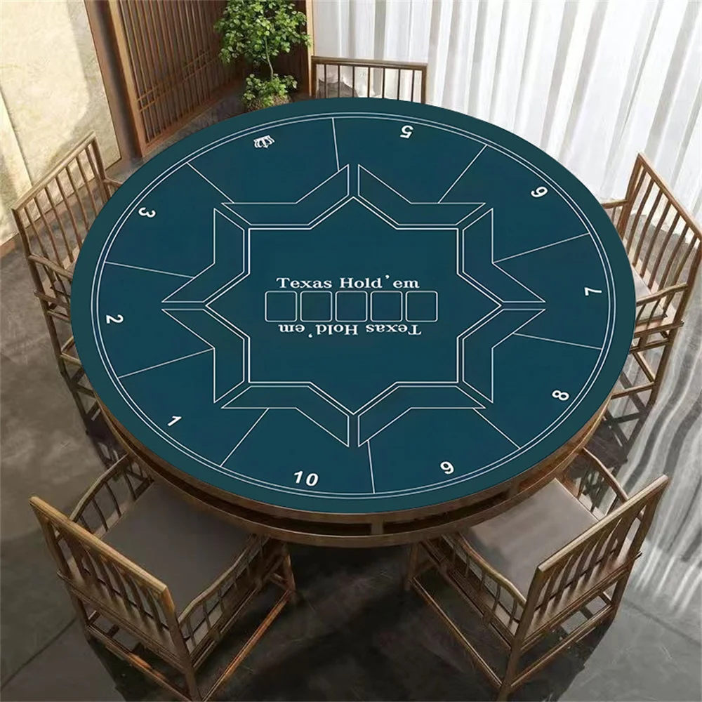 Round Waterproof Casino Texas Hold'em Tablecloth Poker Game Mat for 10 Player Portable Rubber Poker Table Cover Table Cloth