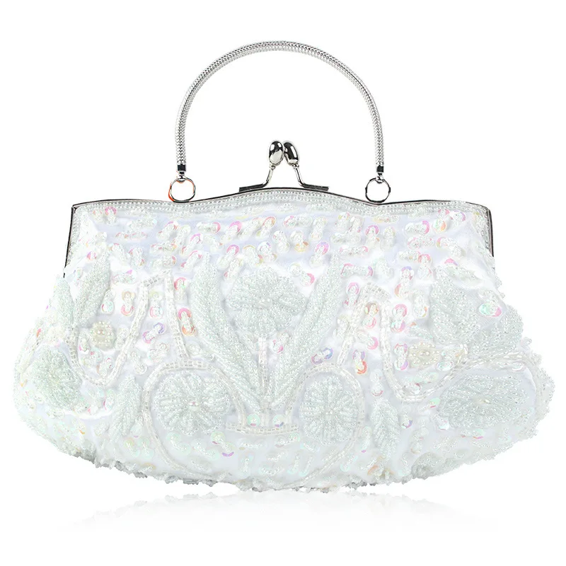 Vrouwen Clutch Bags Dames Kralen Avondtassen Wedding Party Bridal Geborduurde Handtas Vrouwen Solid Retro Kleine Bakken Mini Portefeuilles