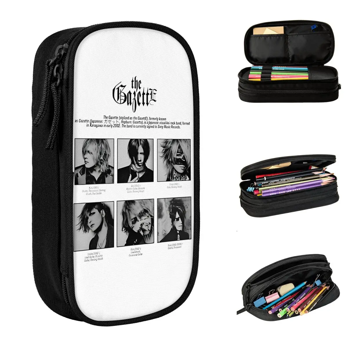 Large Pencil Case The Gazette 2024 Rock Tour Music Band Merch Double Layer Pen Case Girl Make Up Bag Perfect Gifts