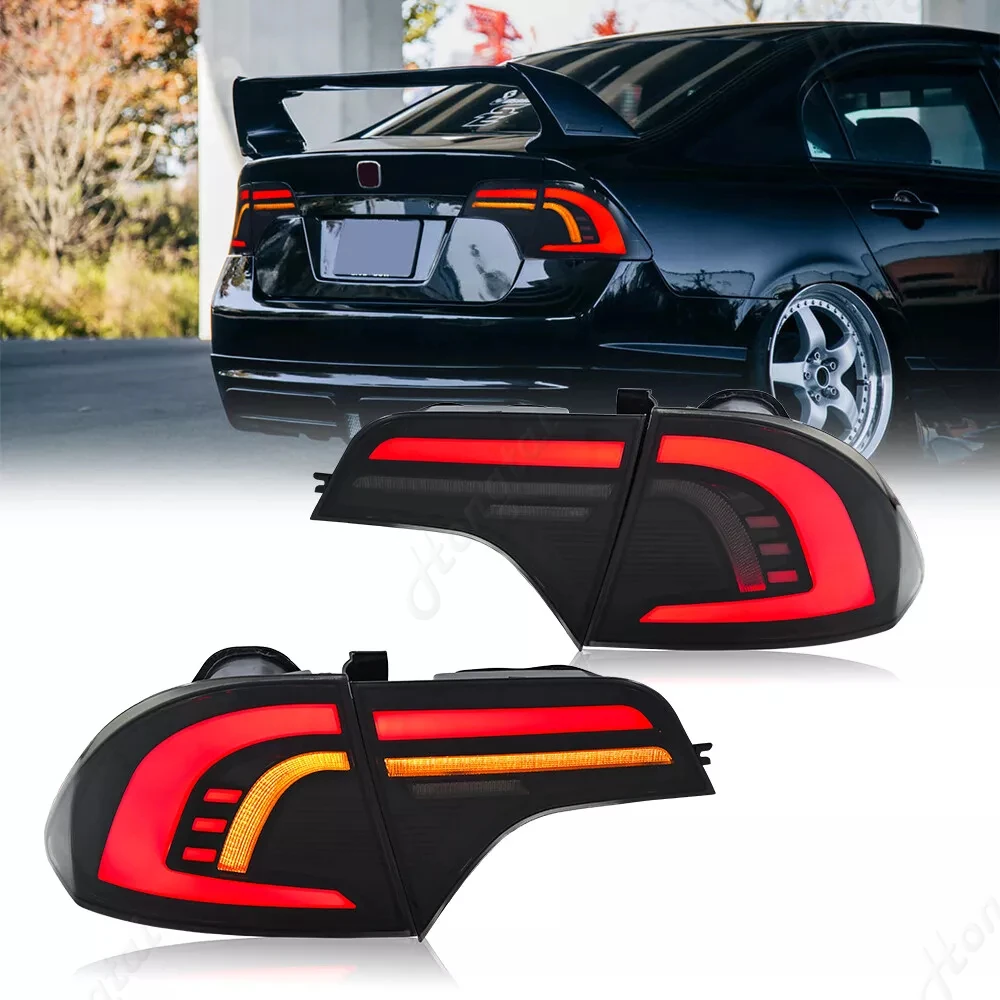 مجموعة مصابيح خلفية لهوندا سيفيك سيدان 4DR 2006 2007-2011 المصابيح الخلفية LED أضواء الخط الإجمالي أضواء الفرامل أضواء عكسية