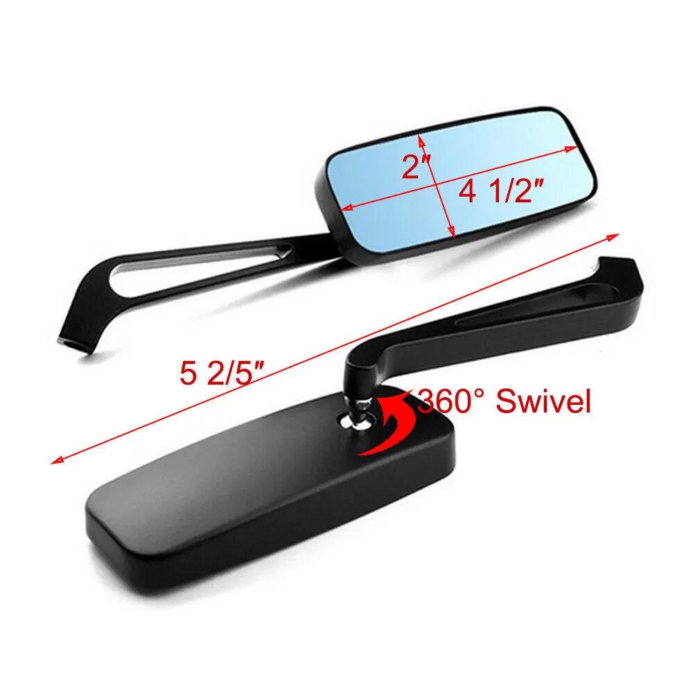 1 Pair Rectangular Motorcycle Mirror for Harley Cruiser Bobber Chopper Softail Sportster ATV Motor Mirror Accessories