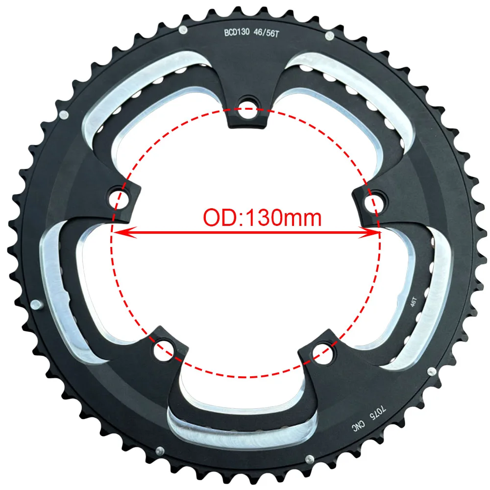 130BCD Road Bike Chainwheel 130 bcd Chainring 130mm Crankset Aluminum Track Bicycle Sprocket 46T 56T Dual Crank Set Chain Ring