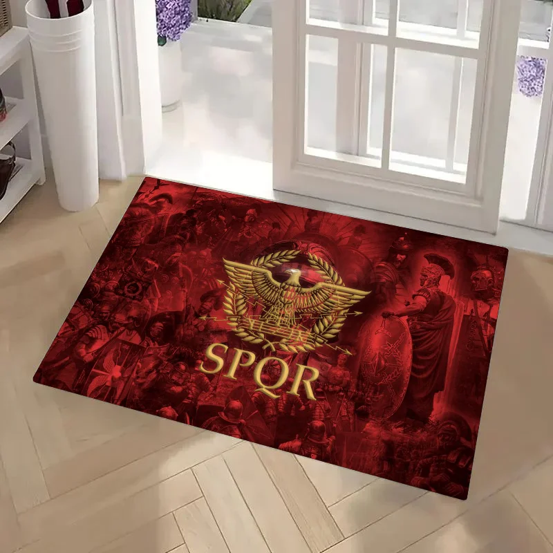 1pc S-SPQR- Roman Empire Standard Shield Absorbent Mats Anti-Slip Mats Home Decor Supplies Carpets Home Kitchen Floor Mats