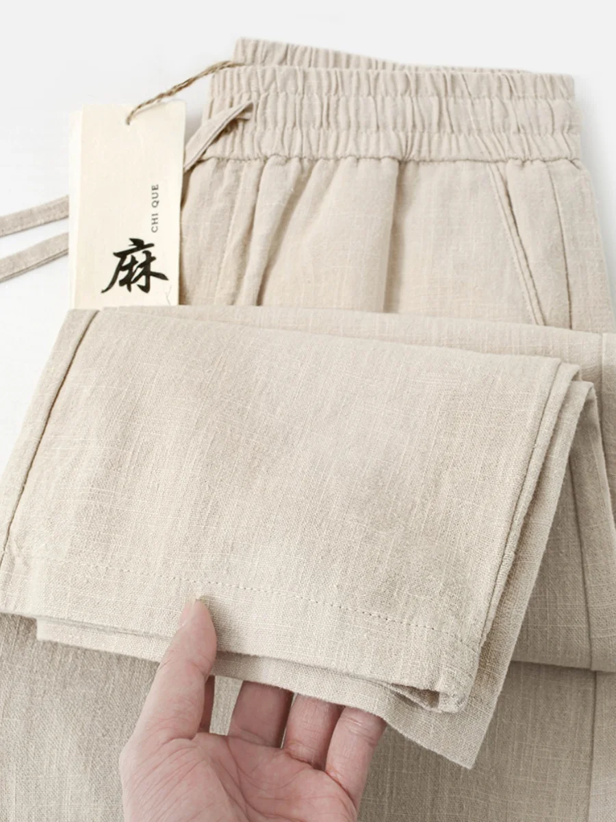 

Men's Cotton Linen Feel Casual Pants Loose Fit Qui Dry Straight Leg Summer Faion Urban Sle Low Waist Trousers