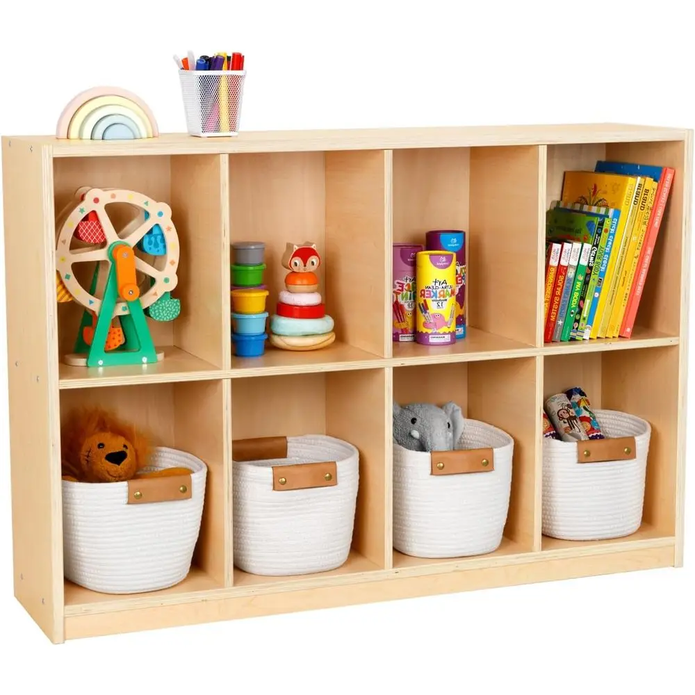 

Wooden Storage Cabinet for Kids - Multipurpose Organizer for Toys, Books, Classroom, Playroom, Living Room, Office