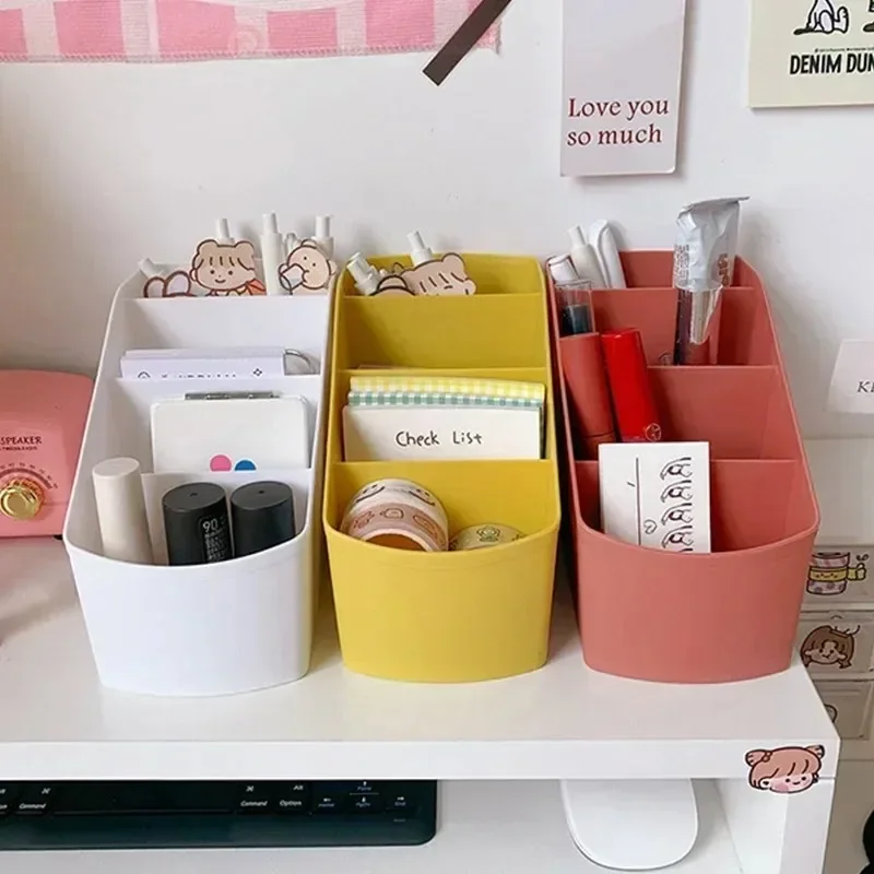 多機能プラスチック製デスクトップオーガナイザーボックス（複数のコンパートメントと引き出し付き）-リモコンや化粧品の省スペース収納