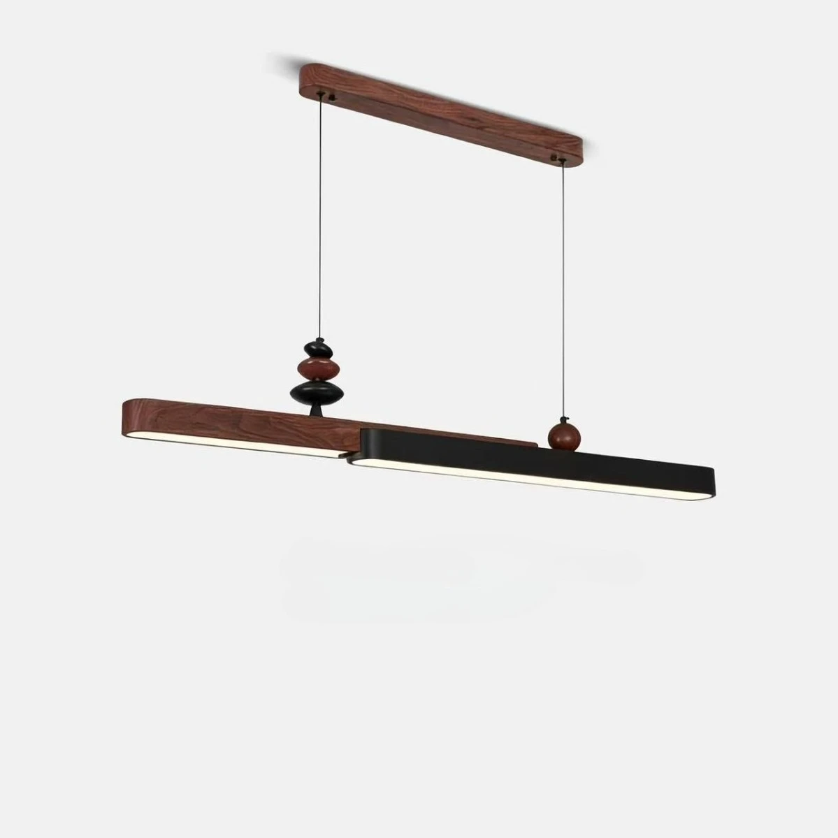 Italian Splicing Long Strip Pendant Lights Walnut Color Restaurant Bar Island Chandelier Dining Room Study Hanging Lamps Fixture