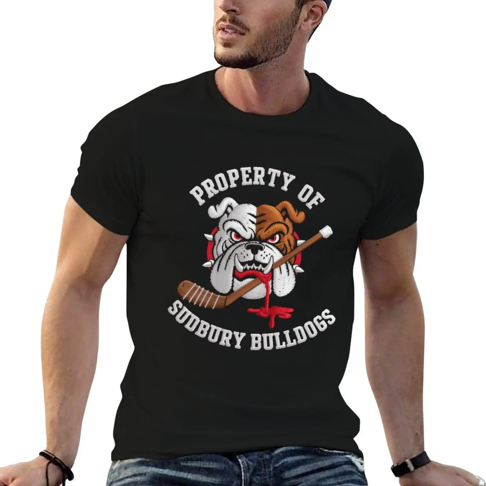 

Property of Sudbury bulldogs Jersey hockey lovers T-Shirt t shirt for man man t shirts cotton T-Shirt