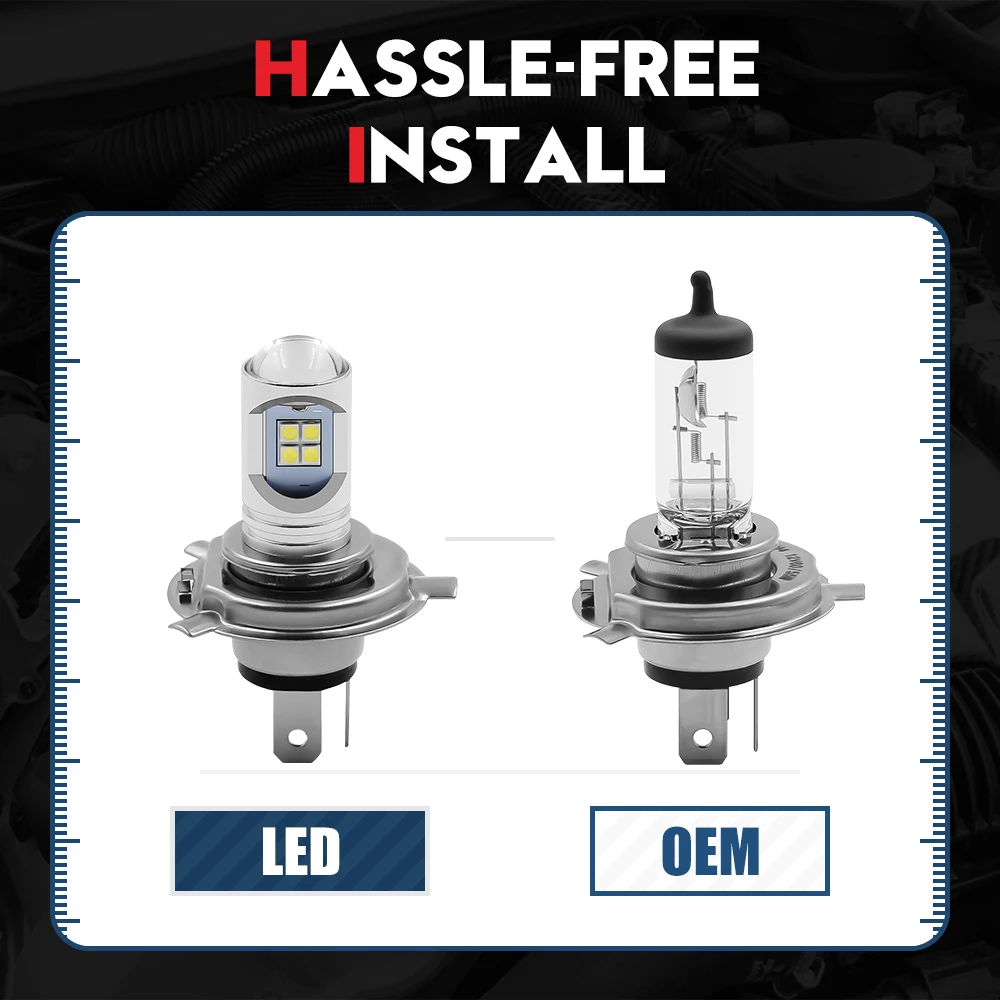 Lâmpada do farol da motocicleta LED, lâmpada de luz de feixe alto e baixo, lente do projetor, holofote para KTM Yamaha, H4, HS1, BA20D, H7, P15D, 12V, 6000K, 1x