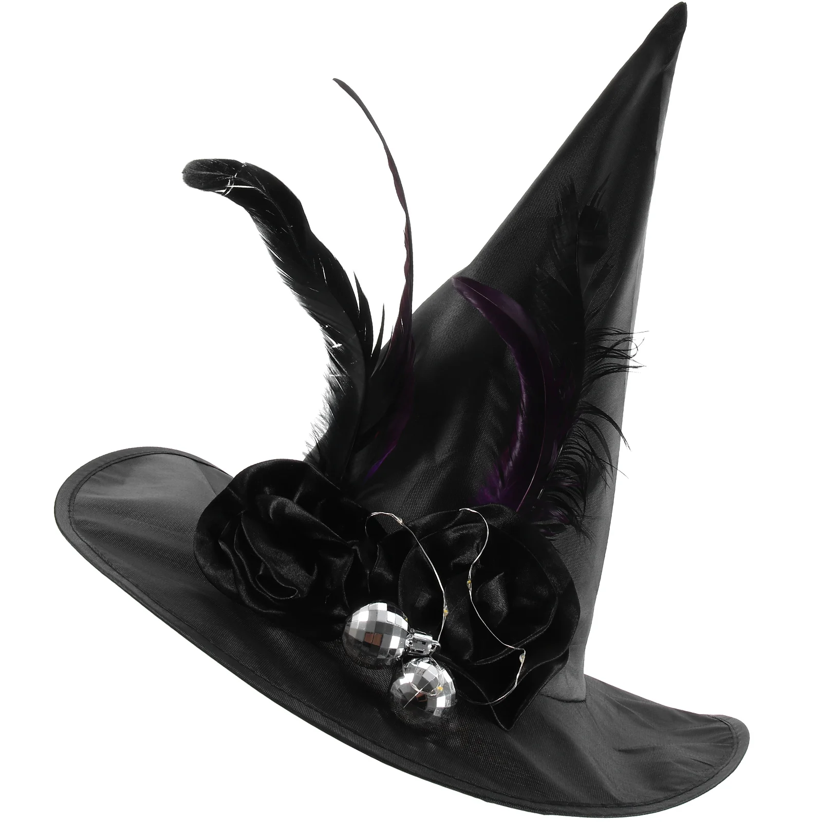 

1pc Glowing Halloween Witch Hat Oxford Cloth Decorative Party Cosplay Accessory Reusable Universal Size Photo Prop Festival