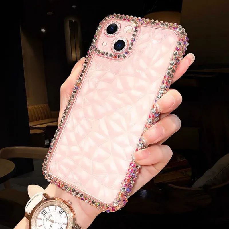 Luxury Fashion Glitter Bling Diamond Transparent Hard Phone Case for iPhone 15 Plus Pro Max