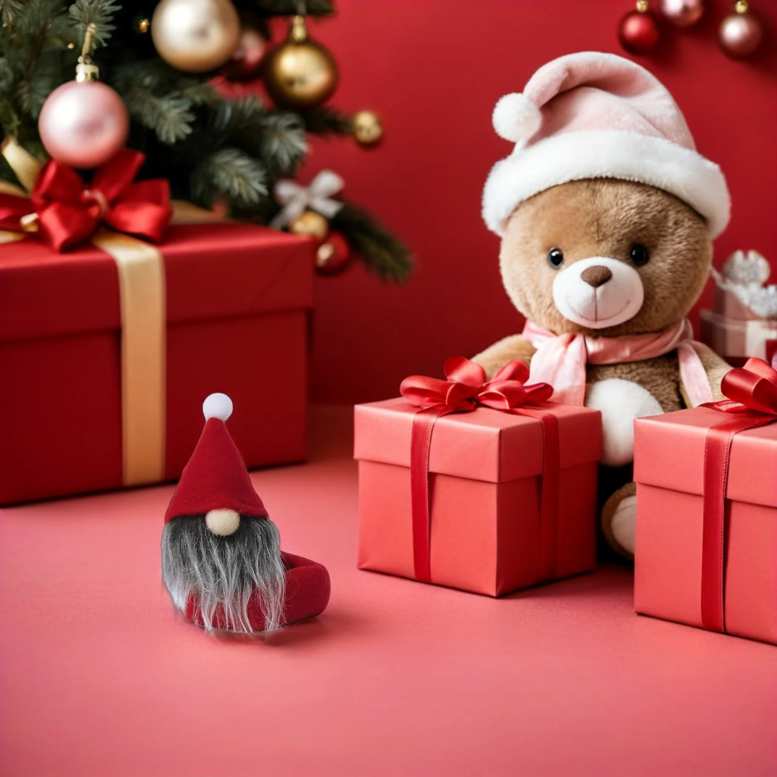 

6Pcs Christmas Gnome Wine Bottle Covers Bright Festive Holiday Decorations for Party Table Winter Celebration Wine Bottle Gnome