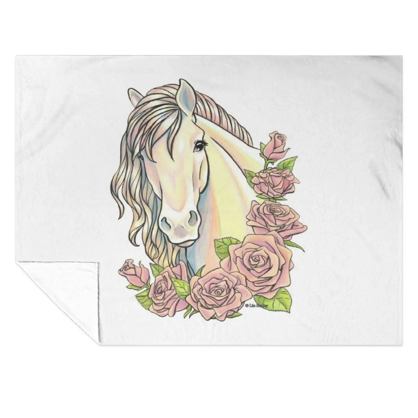 

Pearl Horse with Pink Roses Throw Blanket Weighted Heavy Blankets For Baby Beautifuls Blankets