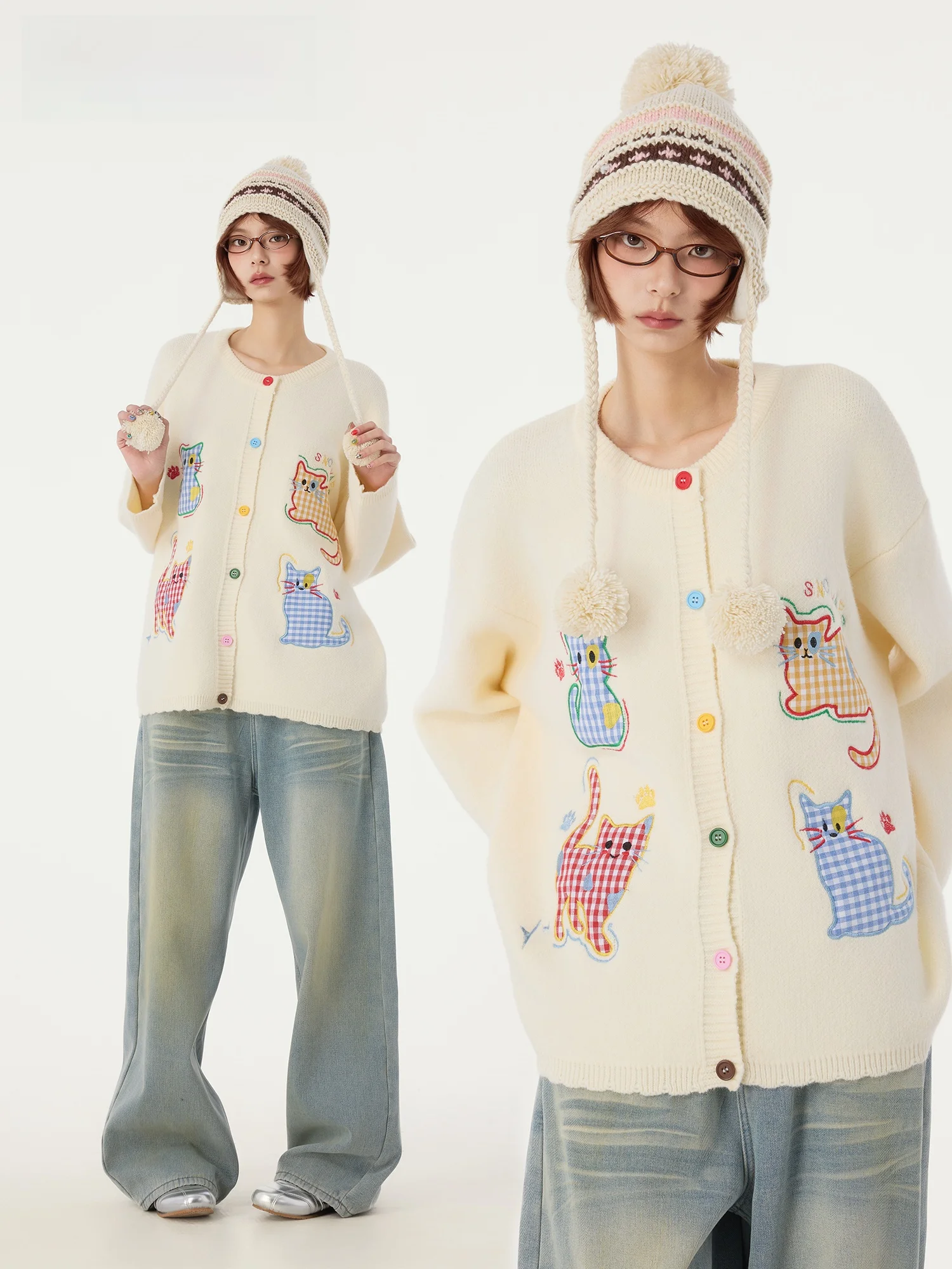 

Didimax, новый зимний милый вязаный свитер на пуговицах, кардиган абрикосового цвета, женский длинный све, круглый Ne, обычная длина