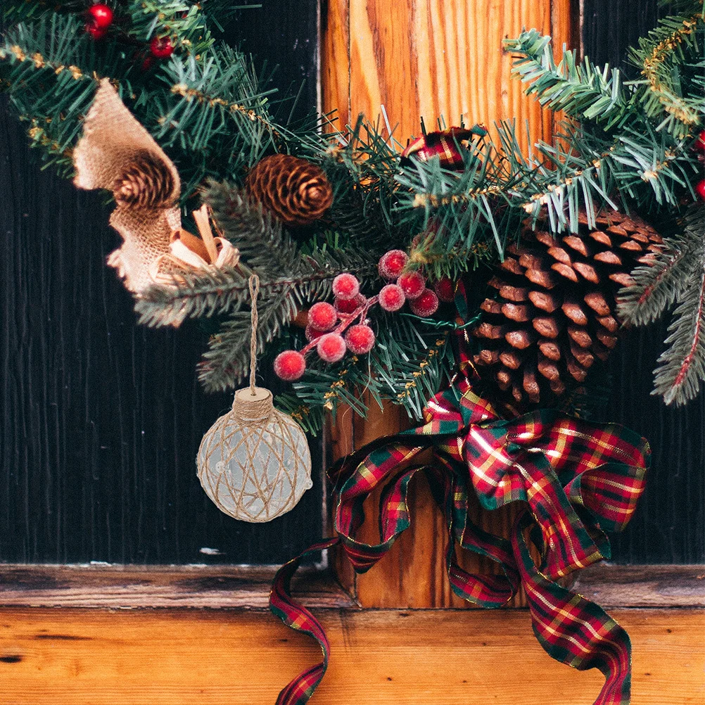 

4Pcs Shatterproof Plastic Globe Ornaments Clear Round Baubles with Twine Detail for Christmas Tree Decor Holiday Fillable Xmas