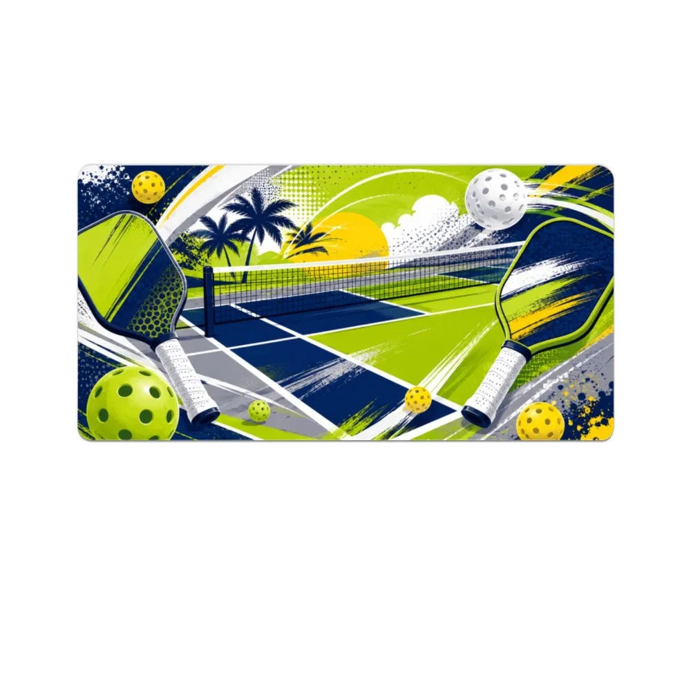 Vitality Pickleball Sport Style Desk Mat - Green and Blue Contrasting Color Extra Large Mouse Pad Office Gaming Keyboard Pad