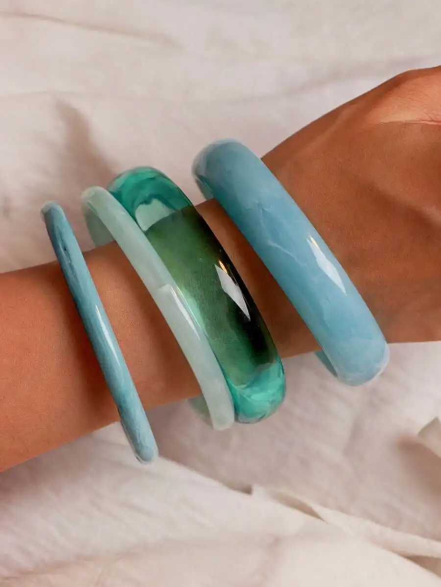 

4pcs Acrylic Bangles Set For Women, Elegant Retro Casual Fashion Jewelry